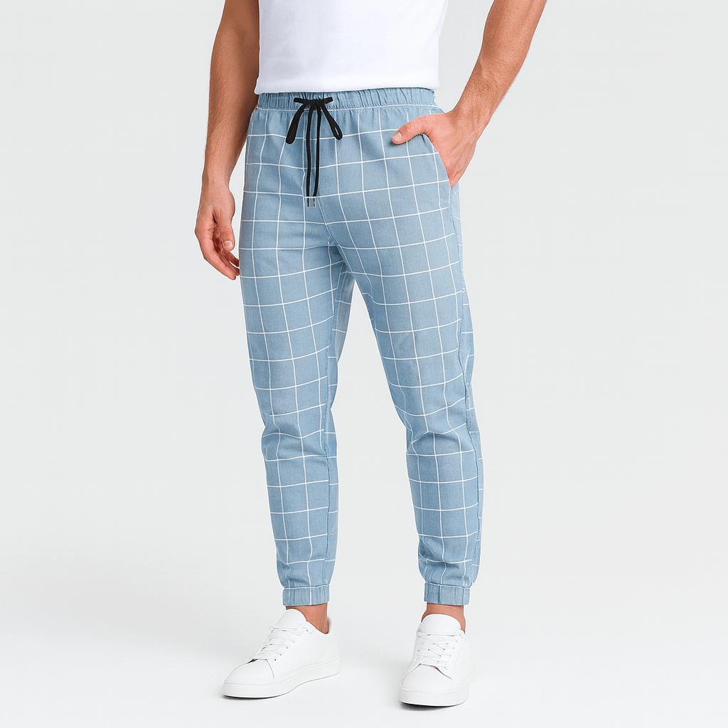 Spodnie w kratę dla mężczyzn - luźny krój, codzienny styl i wygoda