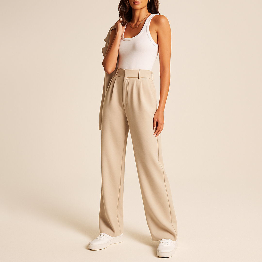 Spodnie Z Wysokim Stanem Dla Kobiet | Luźny Krój