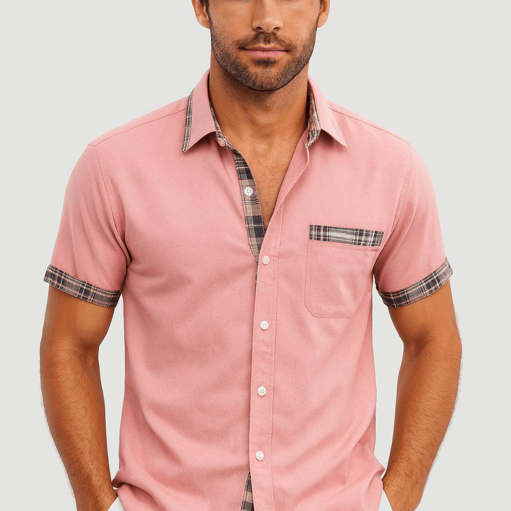Stylowa koszula męska z krótkim rękawem i zapięciem na guziki