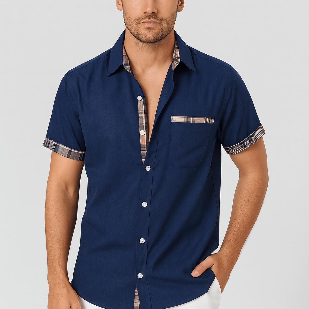 Stylowa koszula męska z krótkim rękawem i zapięciem na guziki