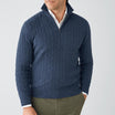 Sweter z zamkiem błyskawicznym w splocie kablowym dla mężczyzn