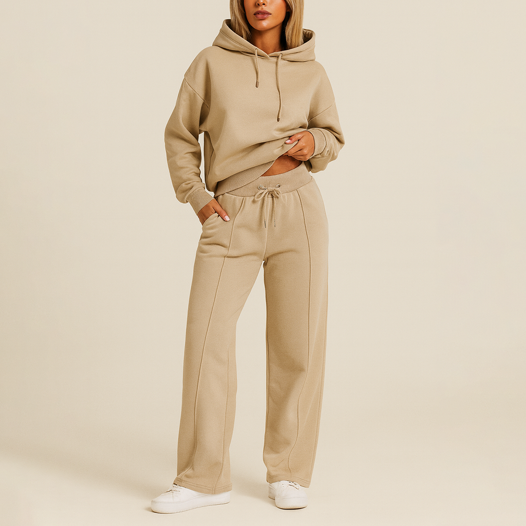 Damski Zestaw Top I Spodnie Z Szerokimi Nogawkami | Z Kapturem