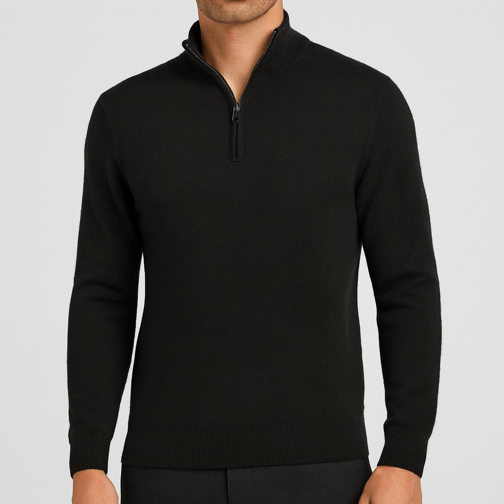 Teksturowany sweter z wełny merynosów z dekoltem w serek dla mężczyzn