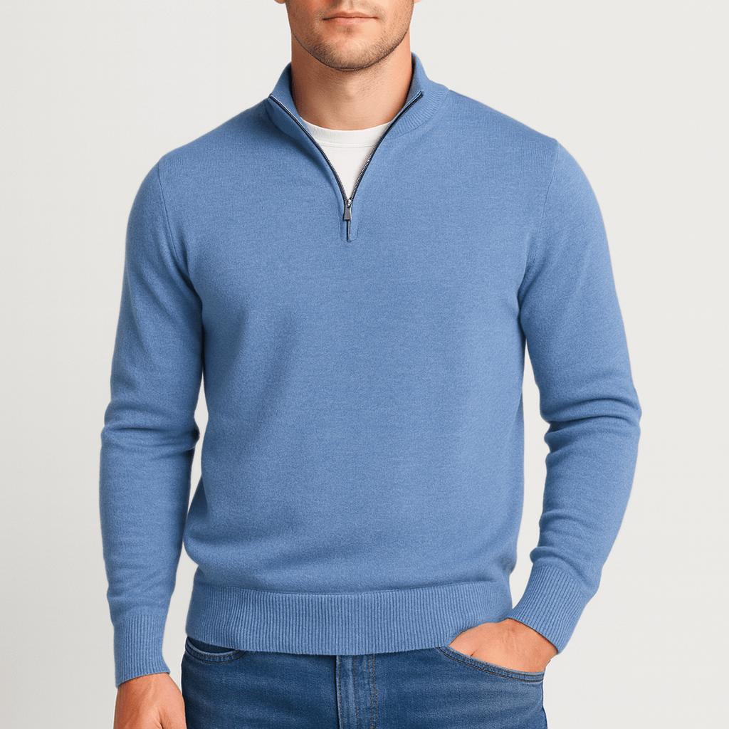 Teksturowany sweter z wełny merynosów z dekoltem w serek dla mężczyzn