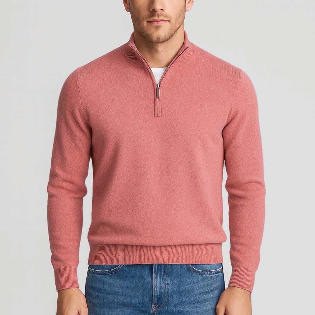 Teksturowany sweter z wełny merynosów z dekoltem w serek dla mężczyzn