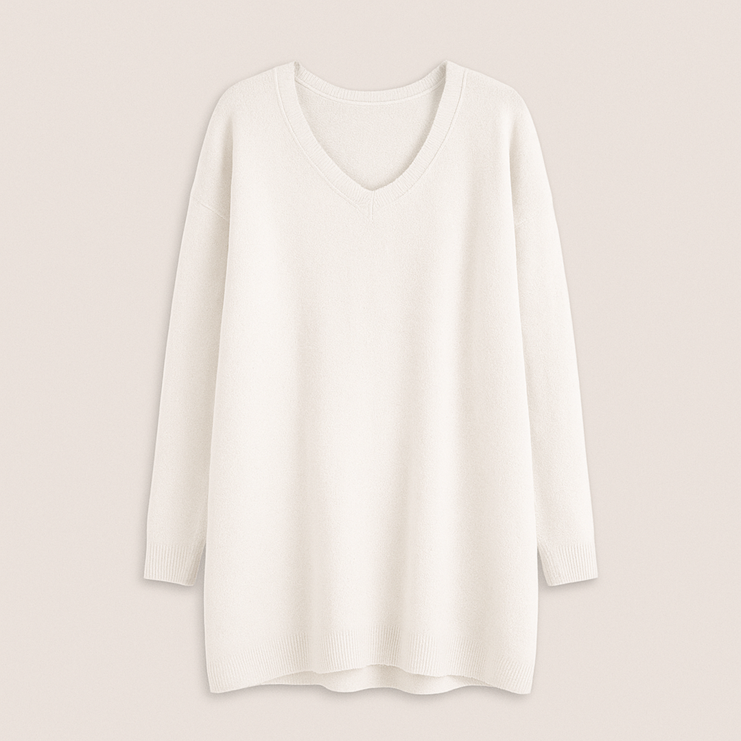 Damski Oversize Sweter Z Dekoltem W Serek | Codzienny