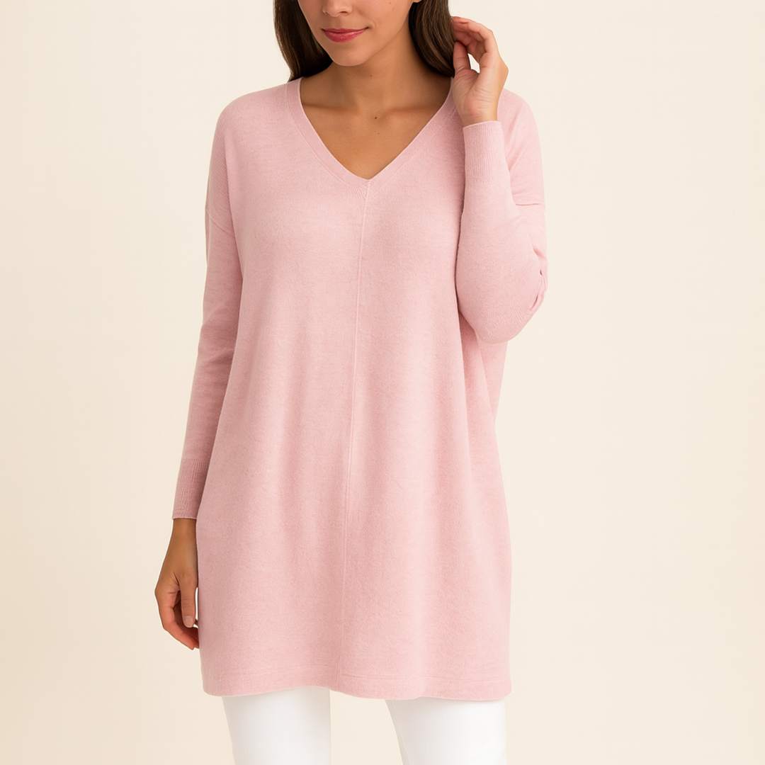 Damski Oversize Sweter Z Dekoltem W Serek | Codzienny