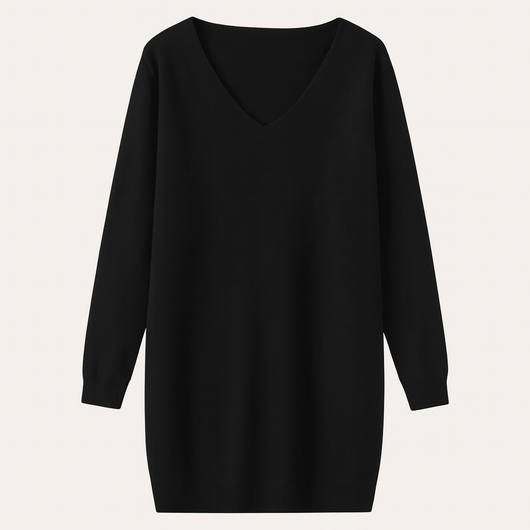 Damski Oversize Sweter Z Dekoltem W Serek | Codzienny