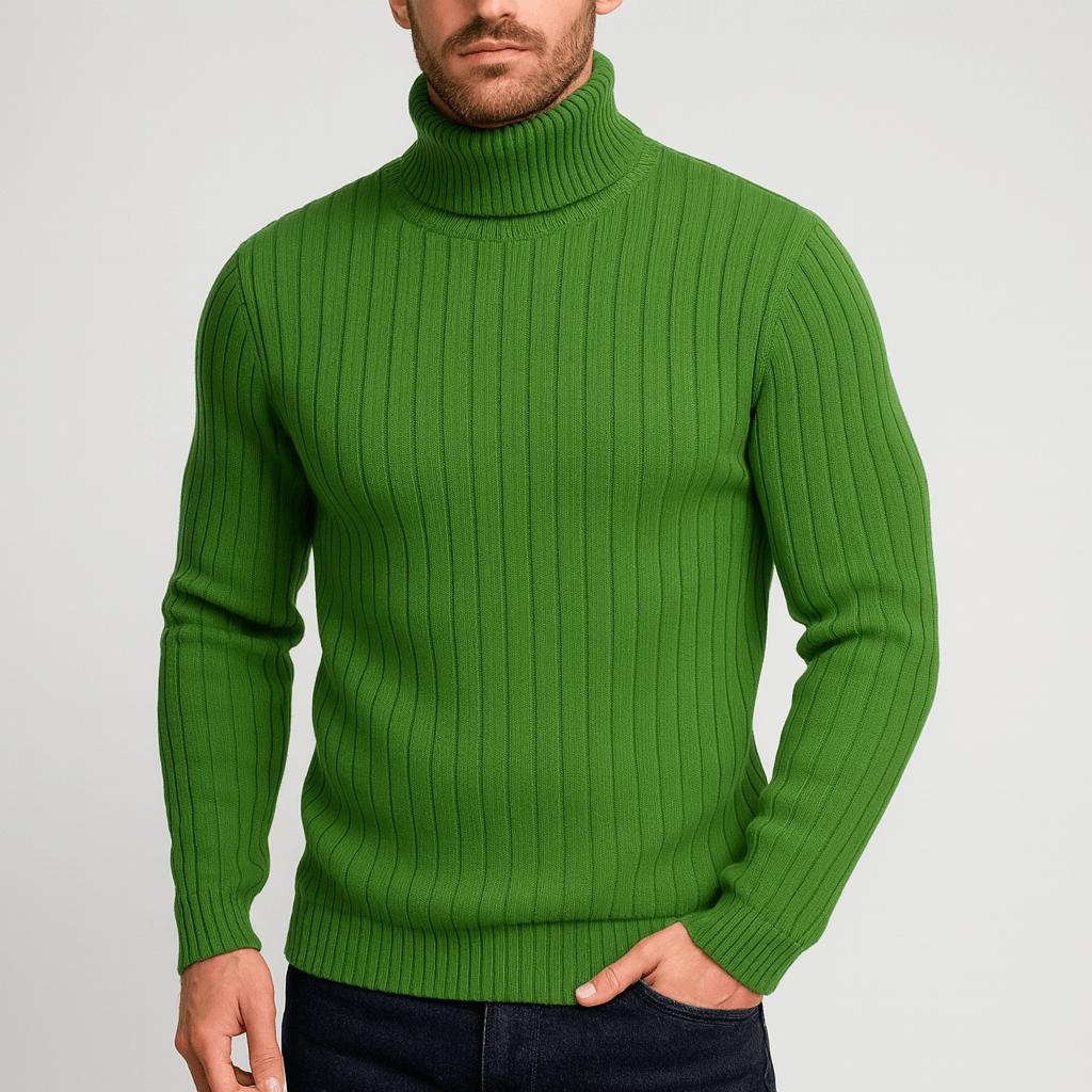 Wąski, lekki sweter z golfem z wełny merynosów – klasyczna warstwa