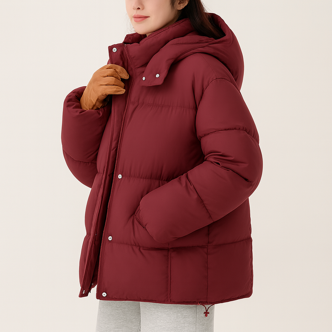 Czarna Puchowa Kurtka Dla Kobiet | Z Kapturem