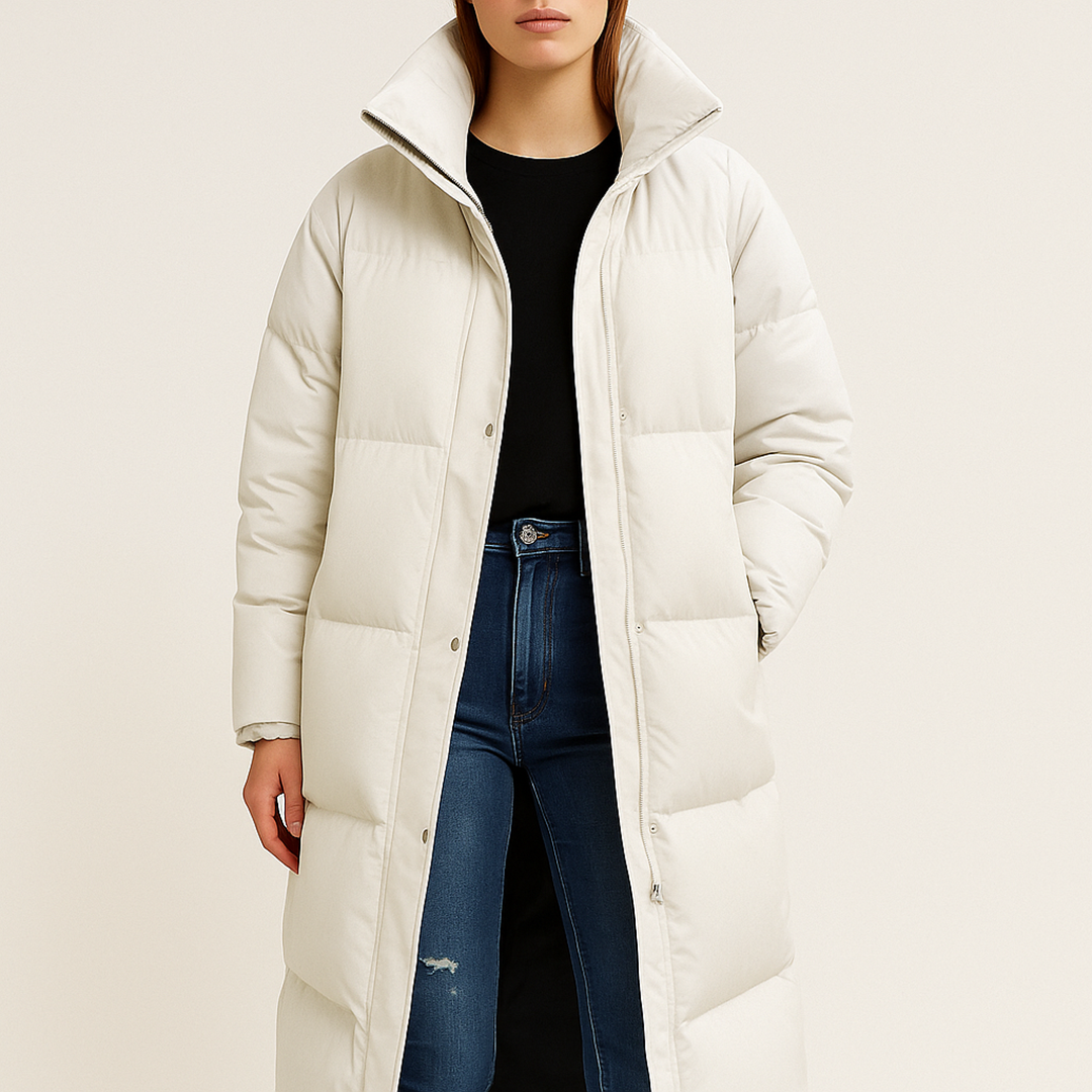 Długi Puchowy Płaszcz Dla Kobiet | Stylowy