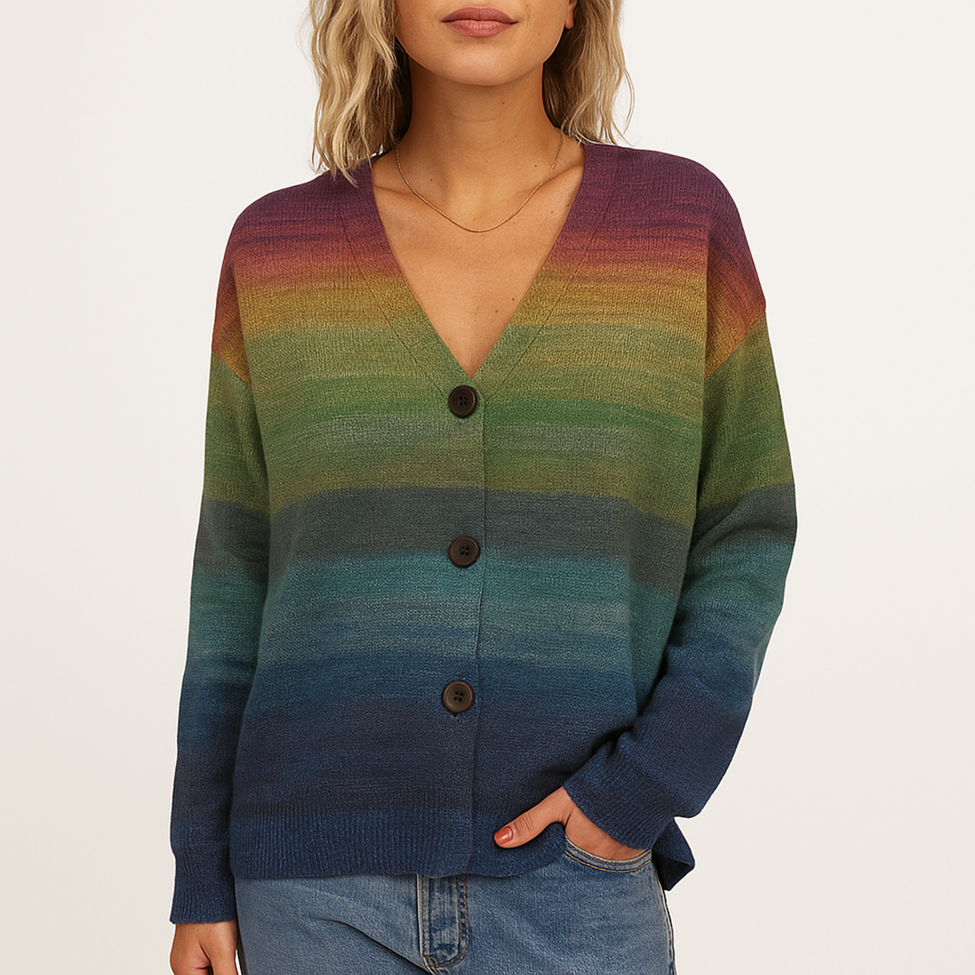 Kardigan Zimowy Z Guzikami Dla Kobiet | Wielokolorowy