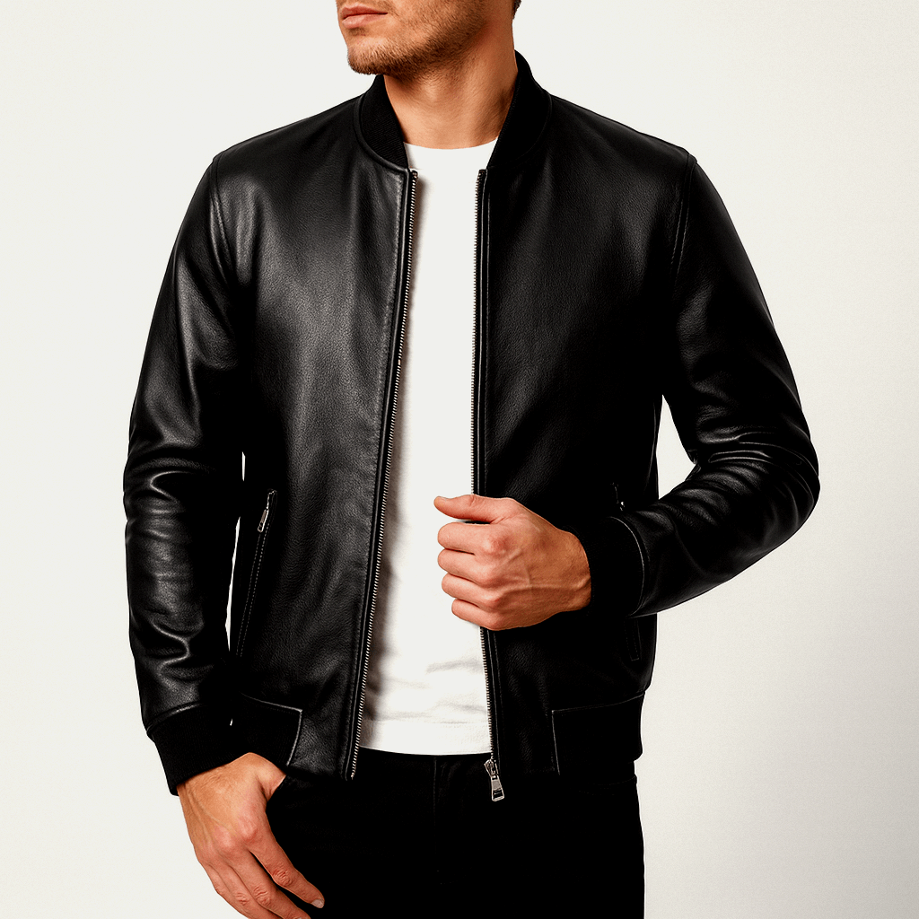 Włoski design z podszewką i wygodną skórzaną kurtką dla mężczyzn