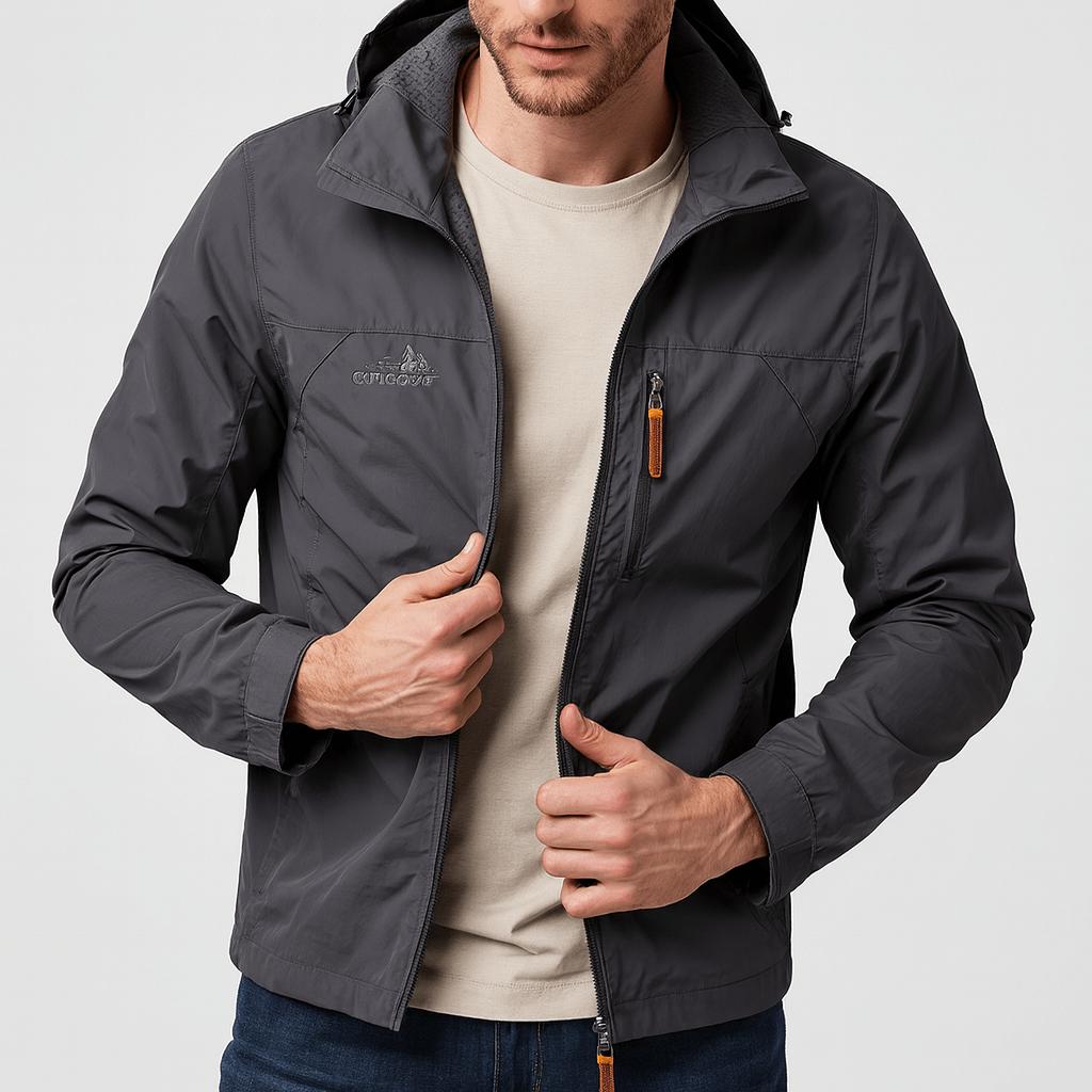 Wodoodporna i wiatroszczelna kurtka zewnętrzna zapinana na zamek
