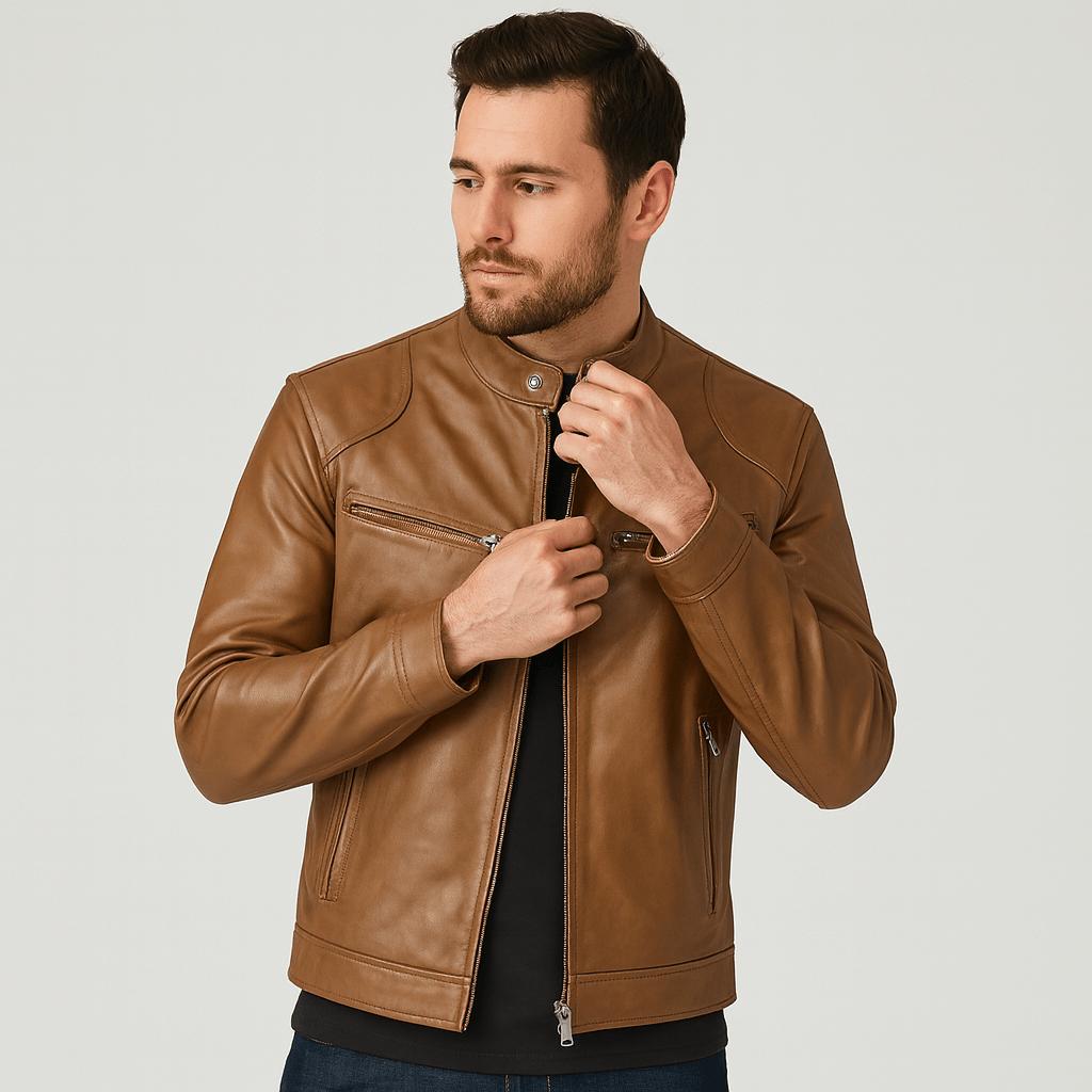 Wysokiej jakości i elegancka skórzana kurtka męska - ponadczasowy design