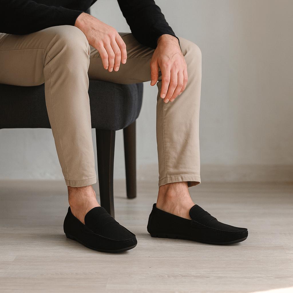 Zamszowe mokasyny wsuwane dla mężczyzn - lekkie, oddychające i wygodne