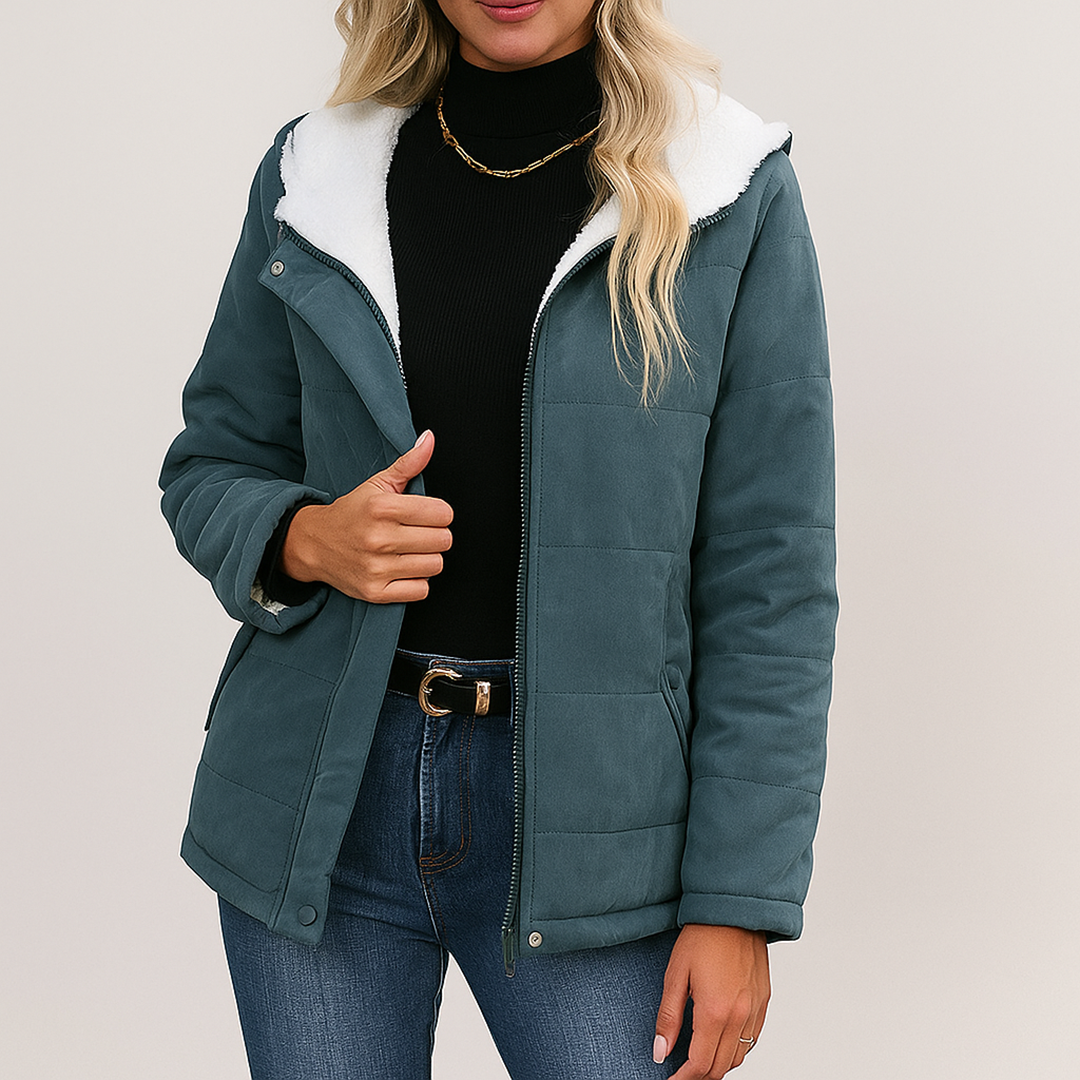 Zimowy Płaszcz Z Zamkiem Dla Kobiet | Z Futrzaną Podszewką