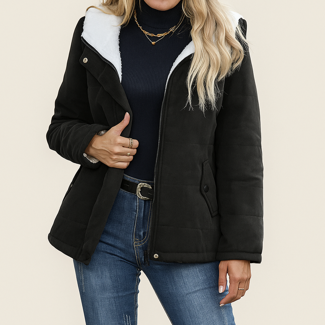 Zimowy Płaszcz Z Zamkiem Dla Kobiet | Z Futrzaną Podszewką